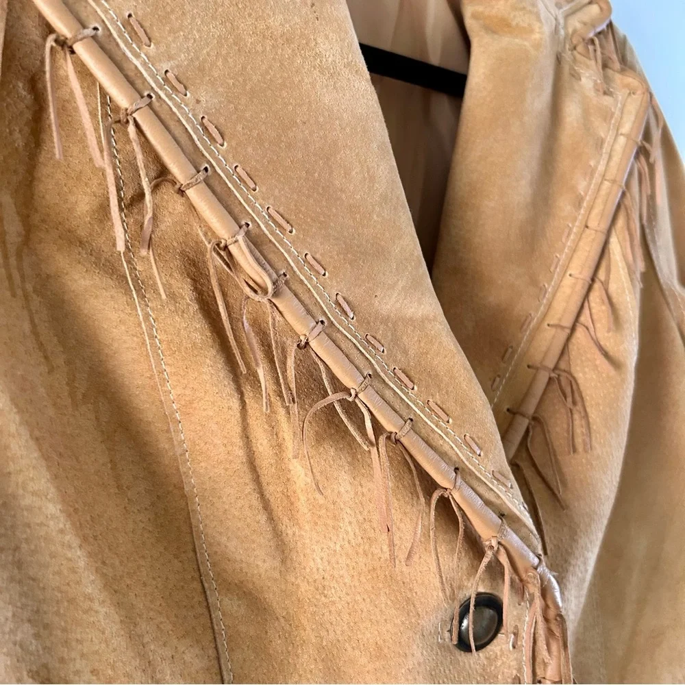 Scully Vintage Genuine Suede Leather Women’s Tan Fringe Jacket. Size Medium - Picture 3 of 12